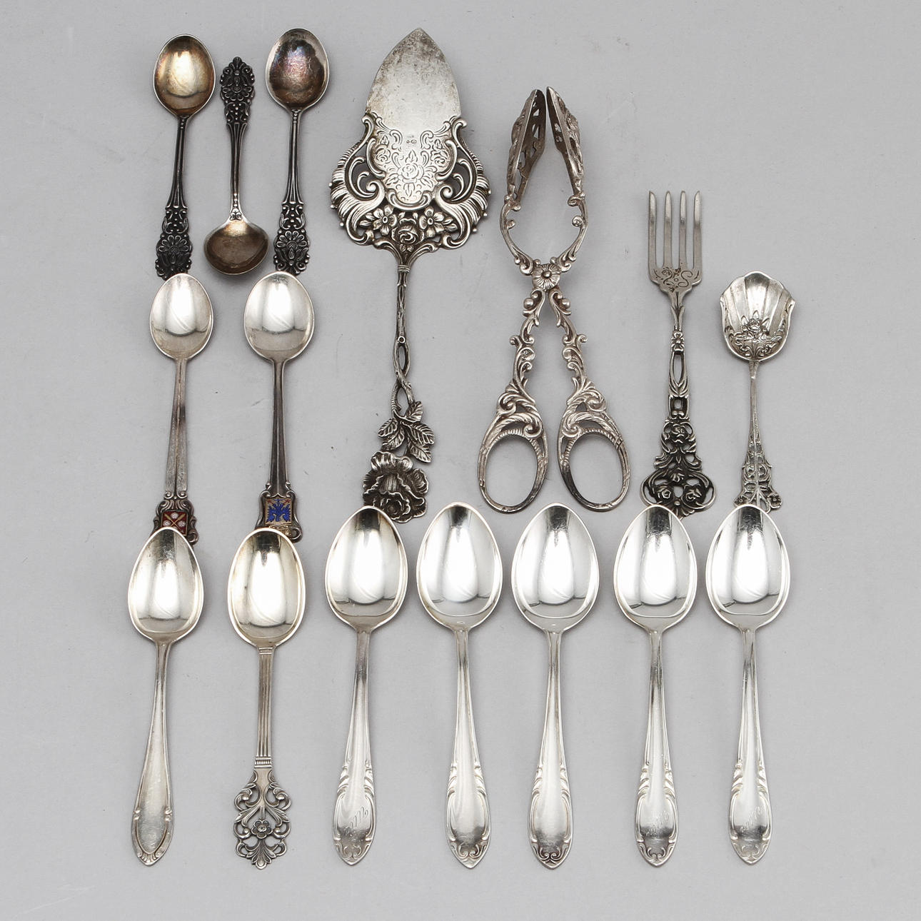 PARTI BESTICK, 16 st, silver. Total vikt 280 gram.