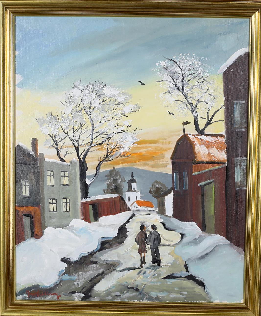 MAX "MACKE MÅLARE" HELLBERG. Roning mod Hammarbysjön, olie på lærred, signeret.