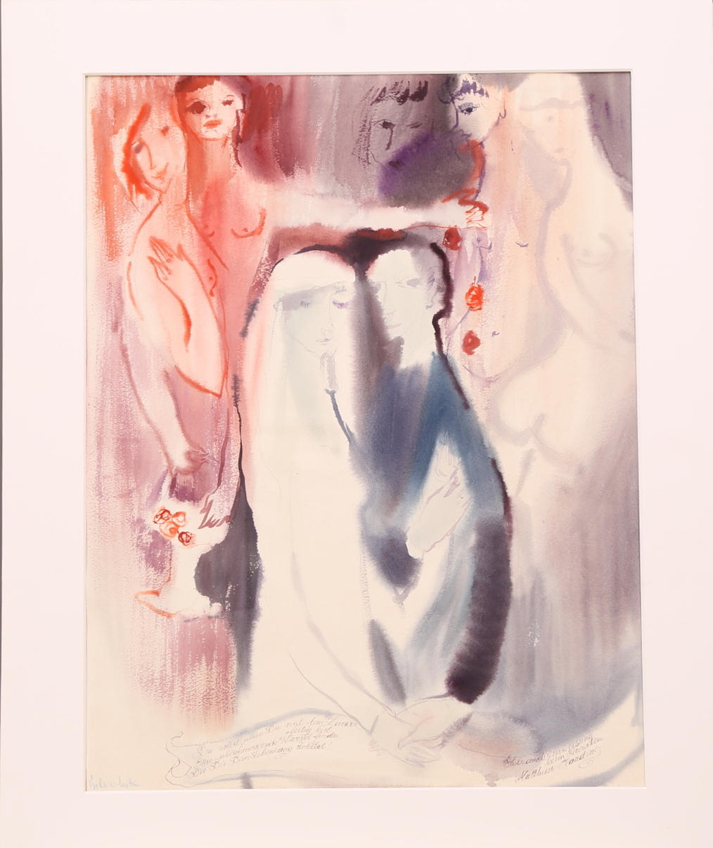 OIDENTIFIERAD KONSTNÄR. krita, signerad Heiraten Matthias Clauding, Kvinnor.