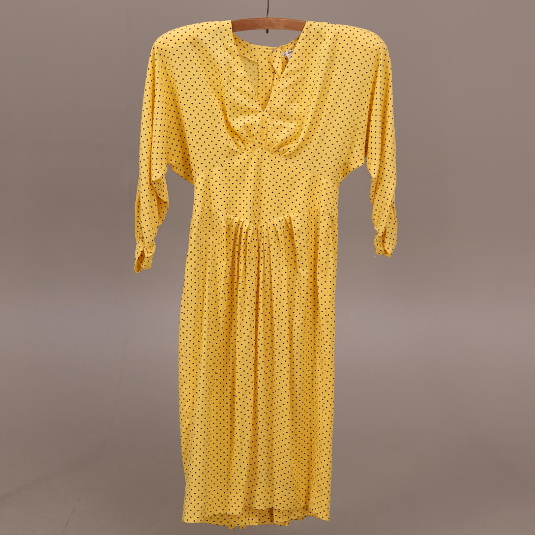 KLÄNNING, gul med svarta prickar, storlek 38, Guy Laroche - Frankrike.