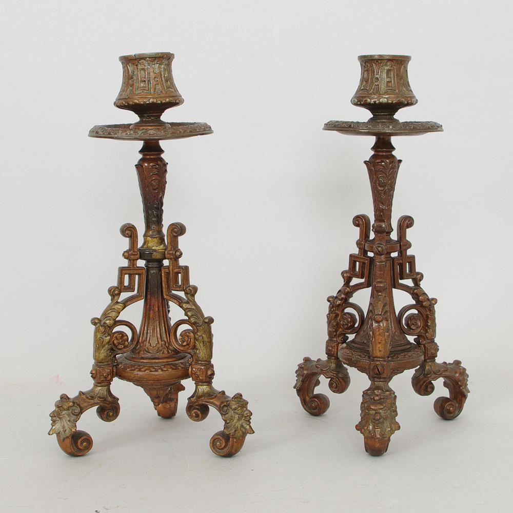 LJUSSTAKAR, 1 par, zink, sent 1800-tal.