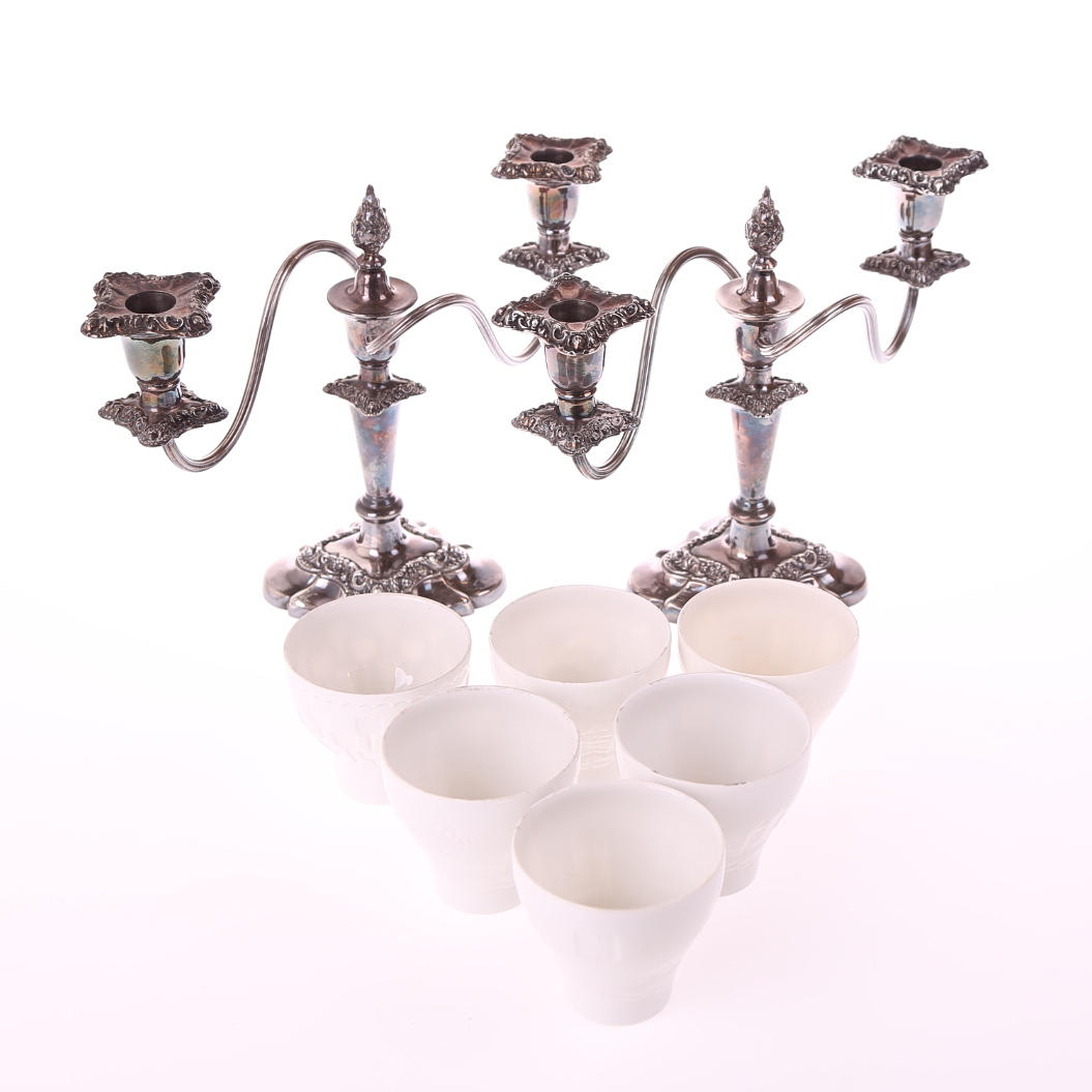 LJUSSTAKAR, ett par + LJUSLYKTOR, 5 st.