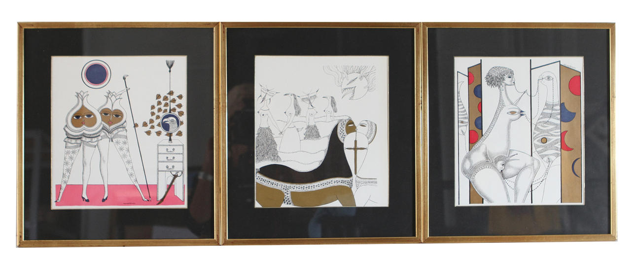 MAX WALTER SVANBERG. 3 st, färglitografier, ett blad sign.