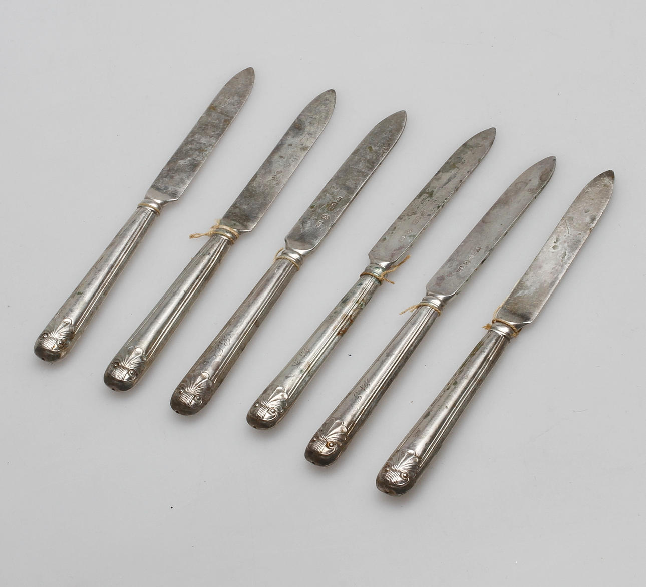 FRUKTKNIVAR, 6 st, silver, Carl Tengstedt, Göteborg 1845, vikt ca. 128,4 gram.