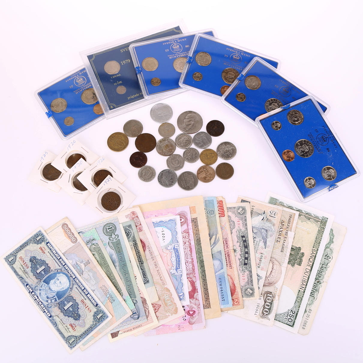 MYNT-/SEDELSAMLING, Sverige, övriga världen.