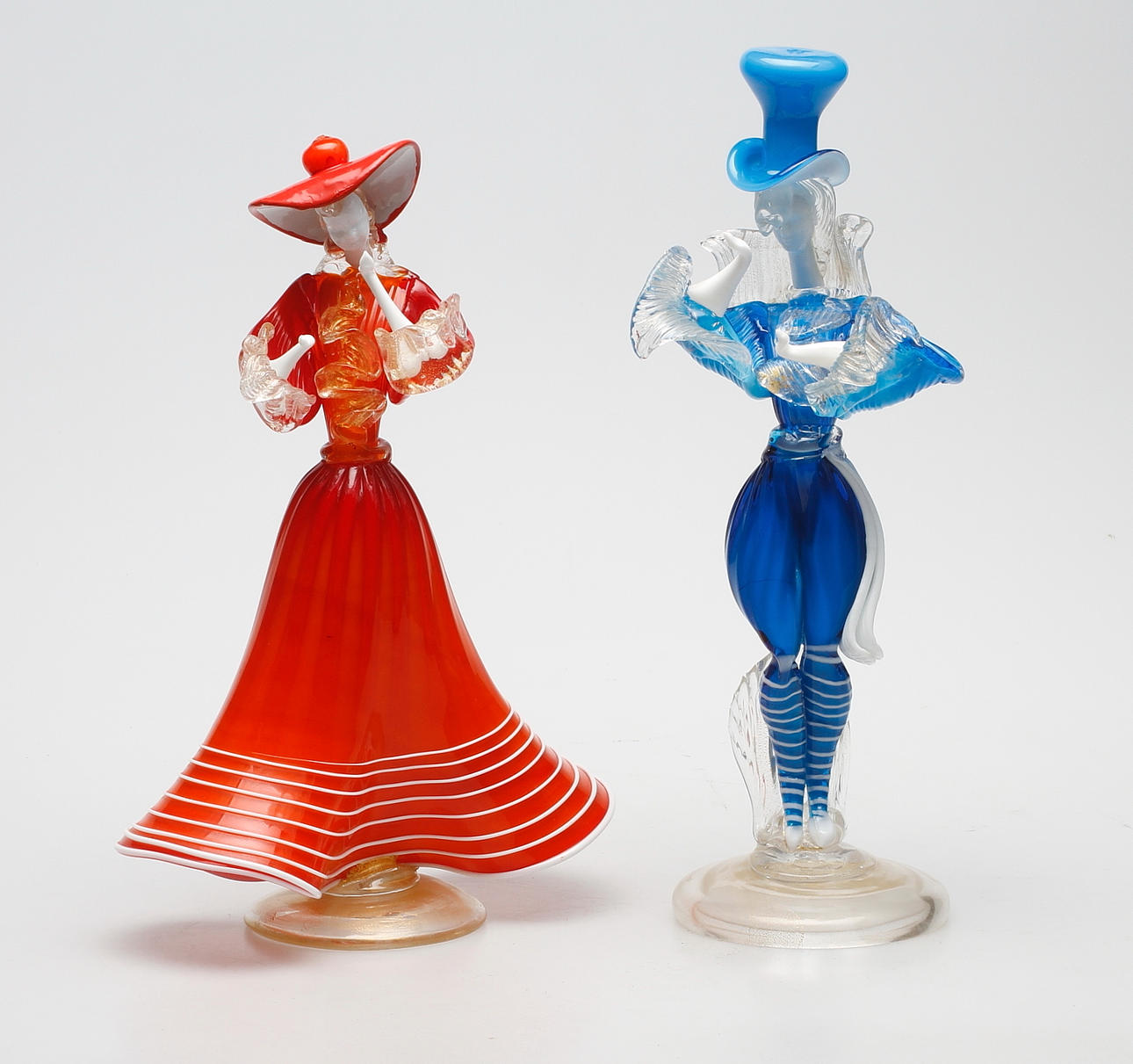 FIGURINER, 2 st, glas, Murano, Italien.
