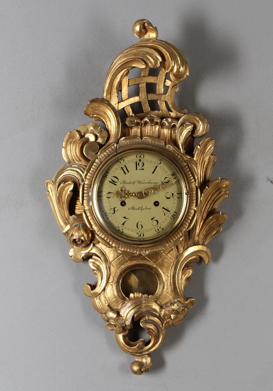 VÄGGPENDYL, rokokostil, Rudolf Wennberg Stockholm, 1900-tal.