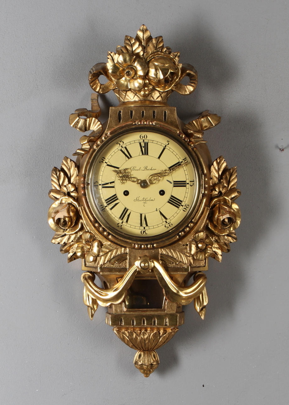 VÄGGPENDYL, gustaviansk stil, Gust. Becker Stockholm, 1900-tal.