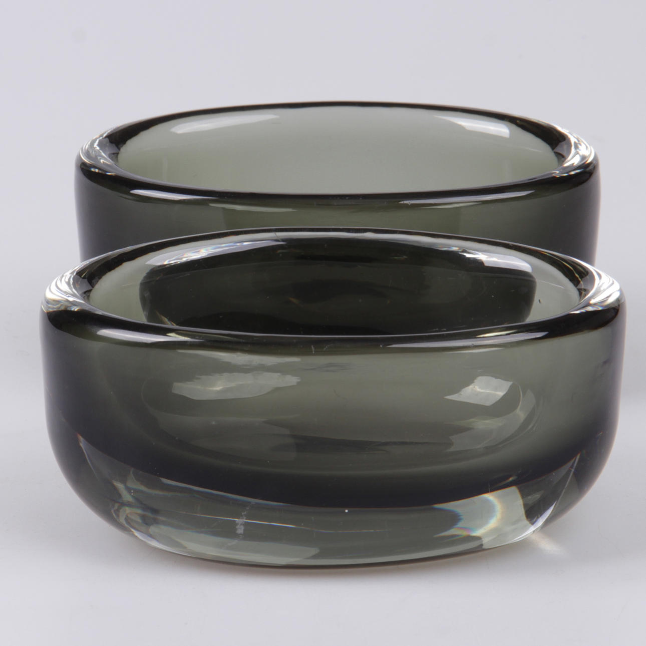 SKÅLAR, 2 st. Nils Landberg, Orrefors, 1960-tal.