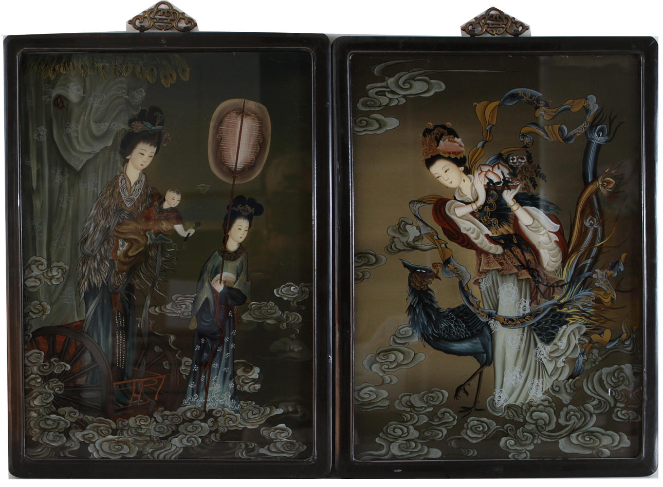 GLASMÅLNINGAR, 2 st, Kina, 1900-tal.