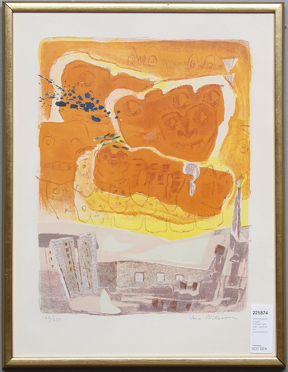 VERA NILSSON. Litografi, "Kommer med solen", signerad och numrerad160/250.