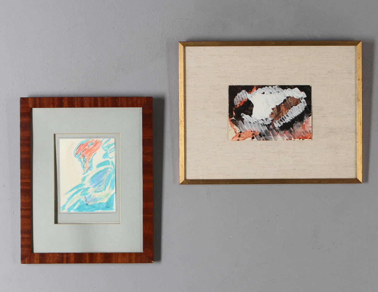 BENGT LINDSTRÖM. 2 st, Kompositioner, bladteknik på papp, monogramsignerade.