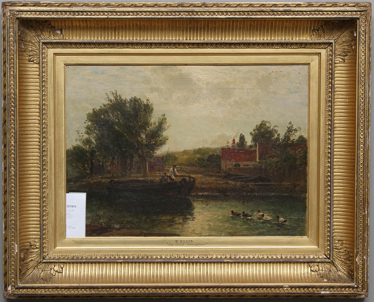 EDWIN JOHN ELLIS. "Old Canal Nottingham". Olja på duk, signerad.