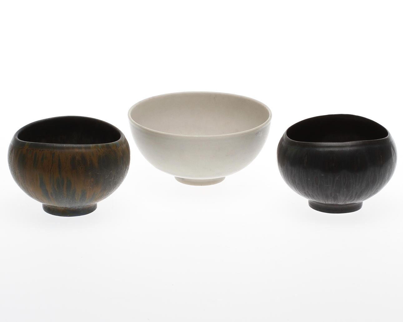 SKÅLAR, 3 st, stengods, Gunnar Nylund, Rörstrand, sign.