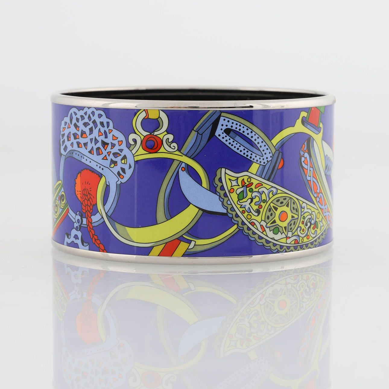 HERMÈS, Armreif, Emaille, Stahl, palladiniert.