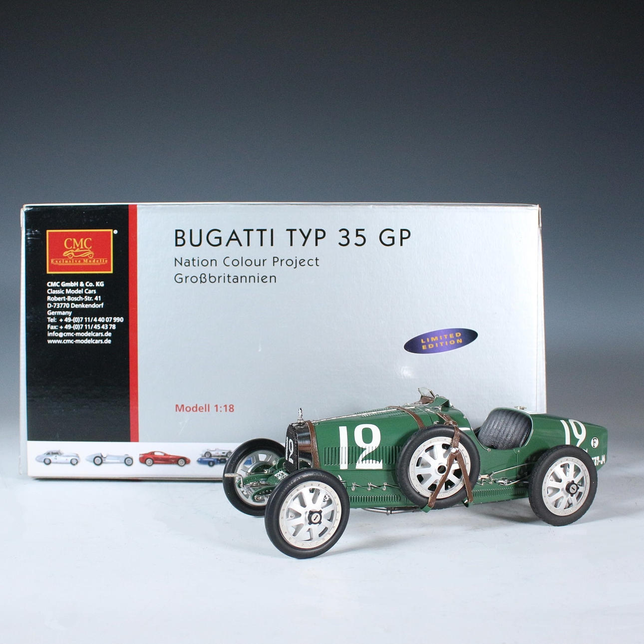 CMC. 'Bugatti Type 35 GP Nation Color Project GB', limited, scale