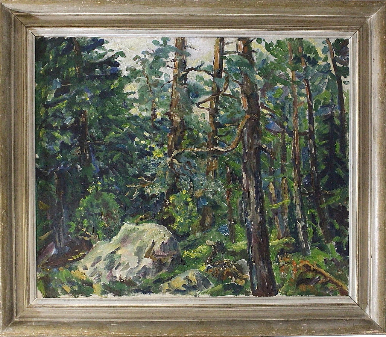 HEINZ BUCHHOLZ. olja på duk, skogsmotiv, signerad.