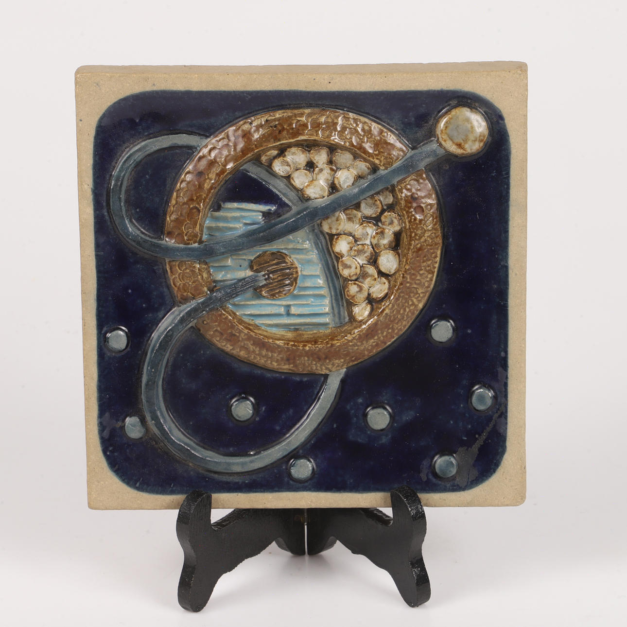 STIG CARLSSON. Wall relief, partially glazed ceramic, Signed and dated 1972.