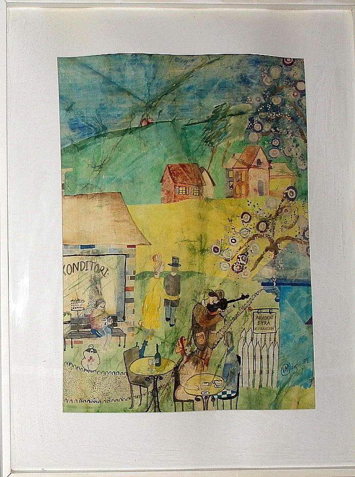 MARIKA LANG. blandteknik, gatuliv, signerad och daterad 89.