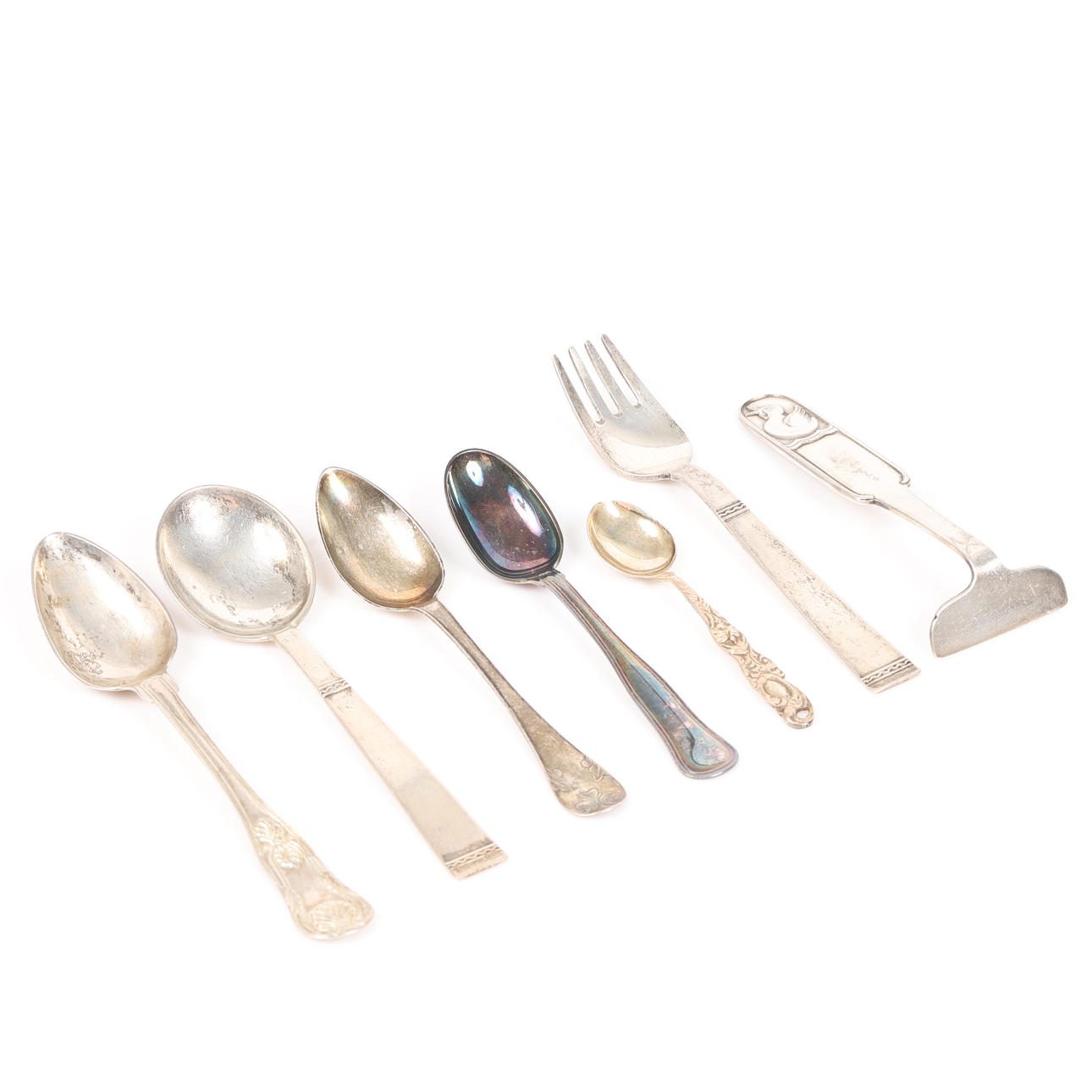 SKEDER M. M., 7 dele, sølv.