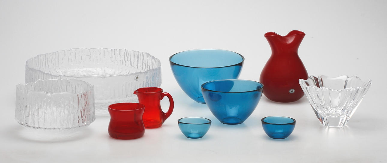 GLASFÖREMÅL, 10 delar, Orrefors, Reijmyre, Royal Krona.