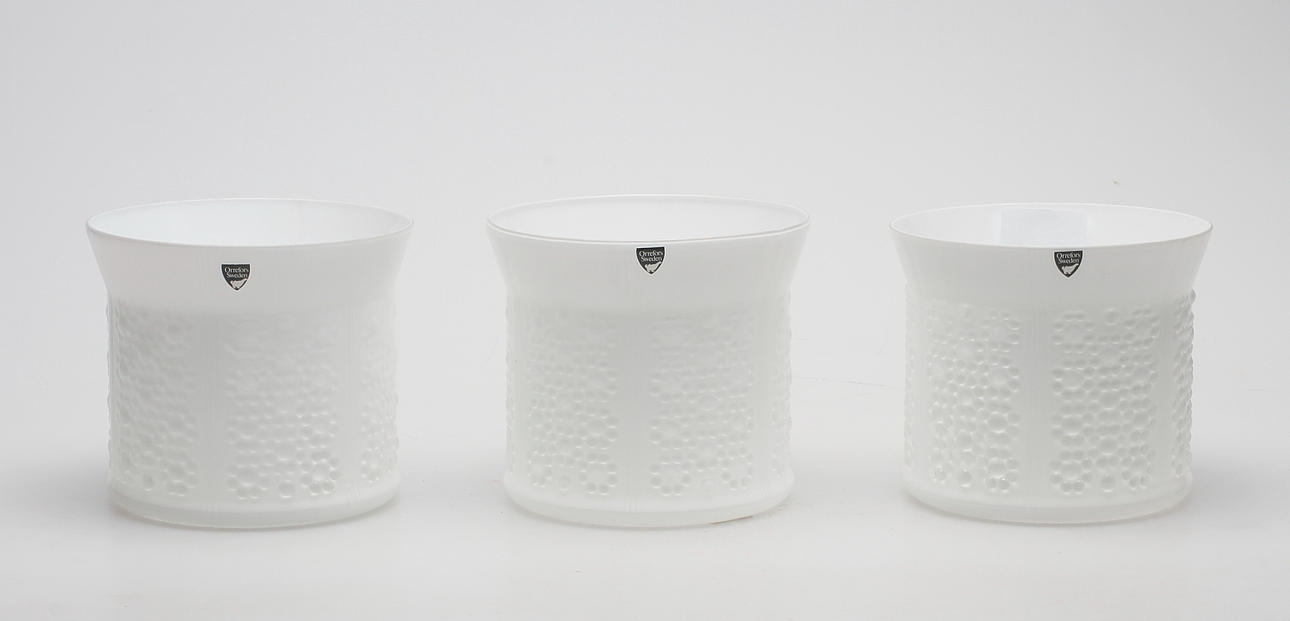 YTTERFODER, 3 st, glas, "Flora", Olle Alberius, Orrefors.