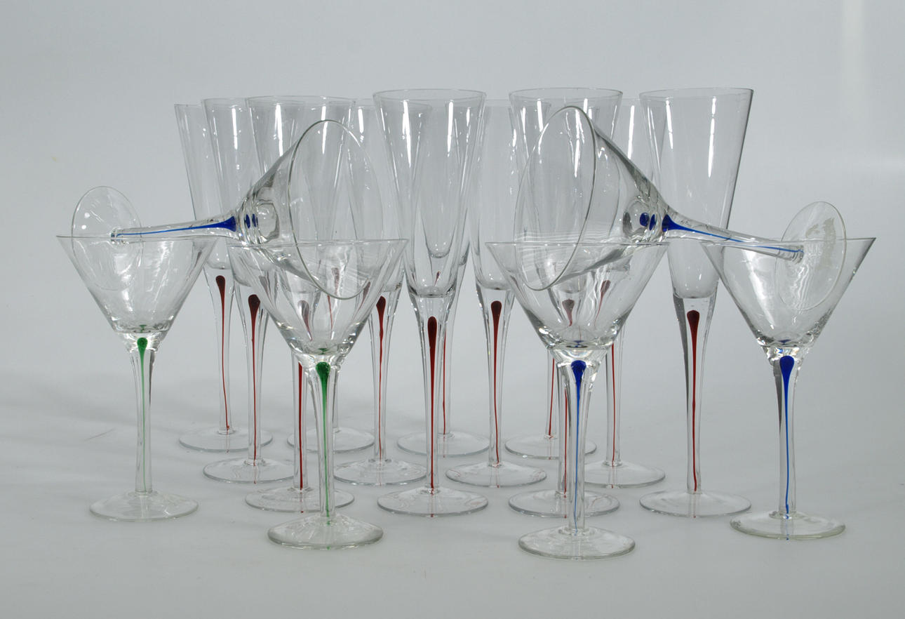 GLAS, 12+6 stycken, kopia Orrefors Intermezzo.