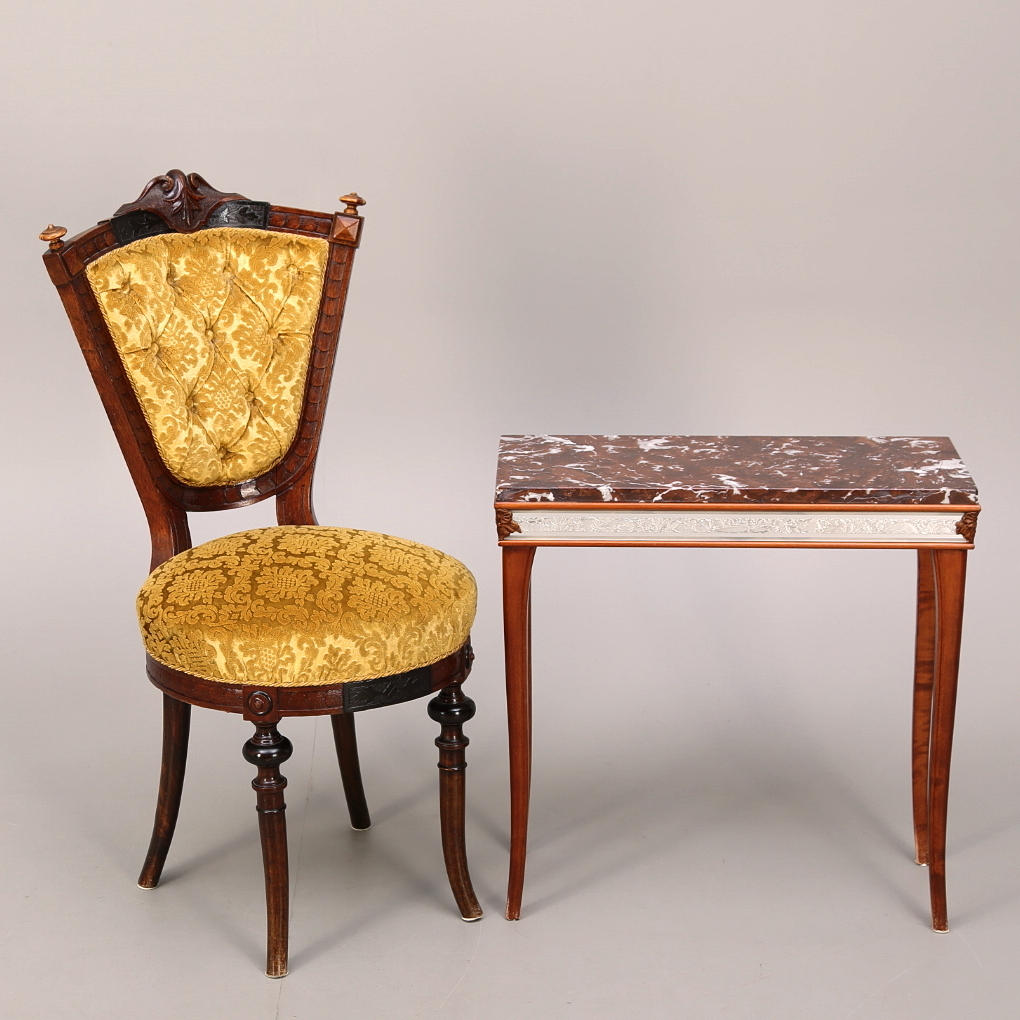 STOL nyrenässans + KONSOLLBORD med stenskiva.