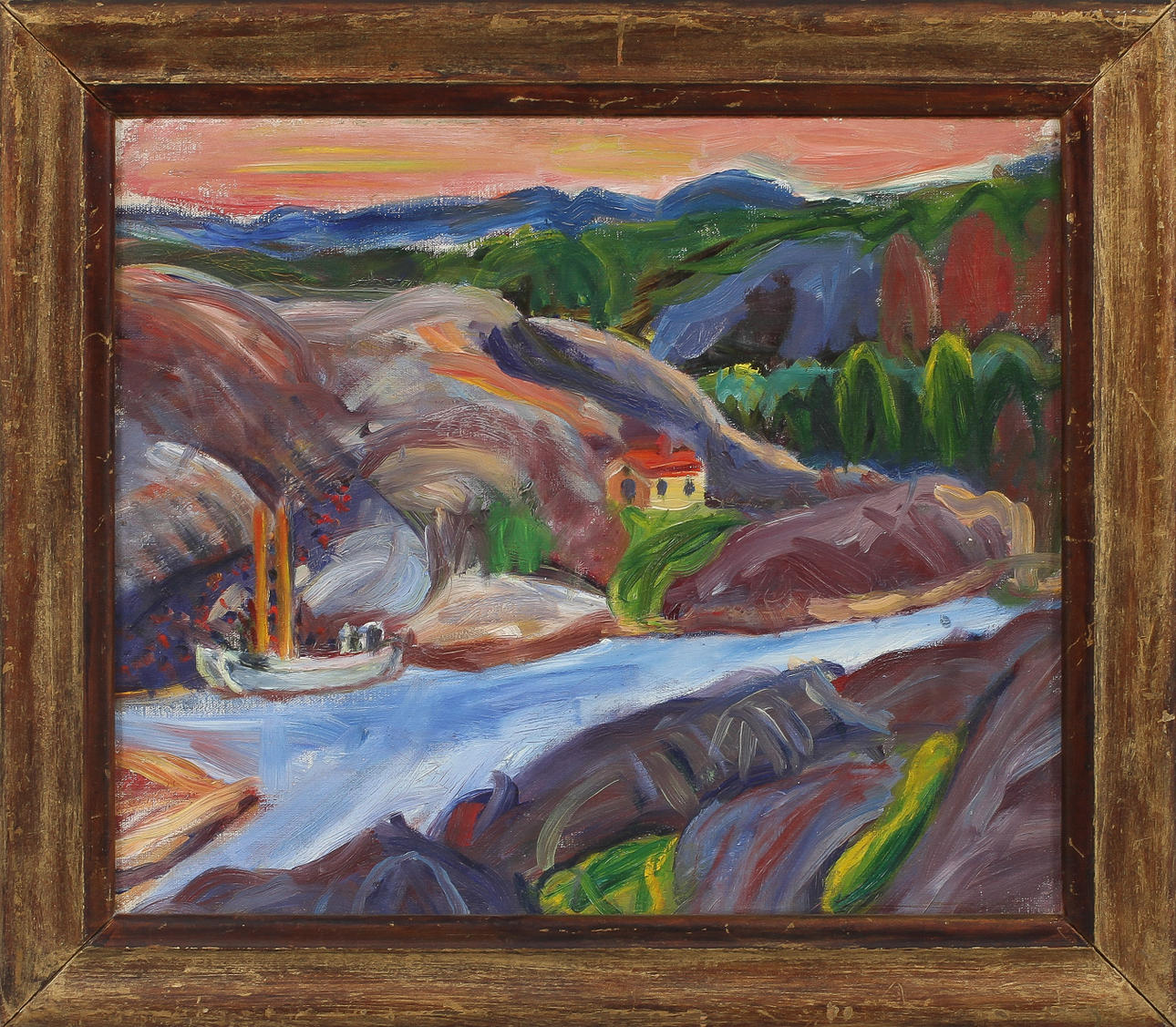 DAVID LARSSON. TILLSKRIVEN. Båt i bohuslänsk skärgård. Olja på duk.