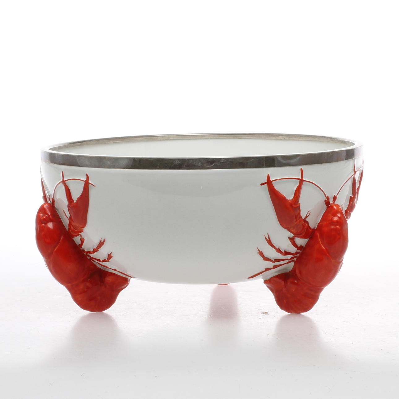 SKÅL med kräftdekor, flintgods,1900-tal.