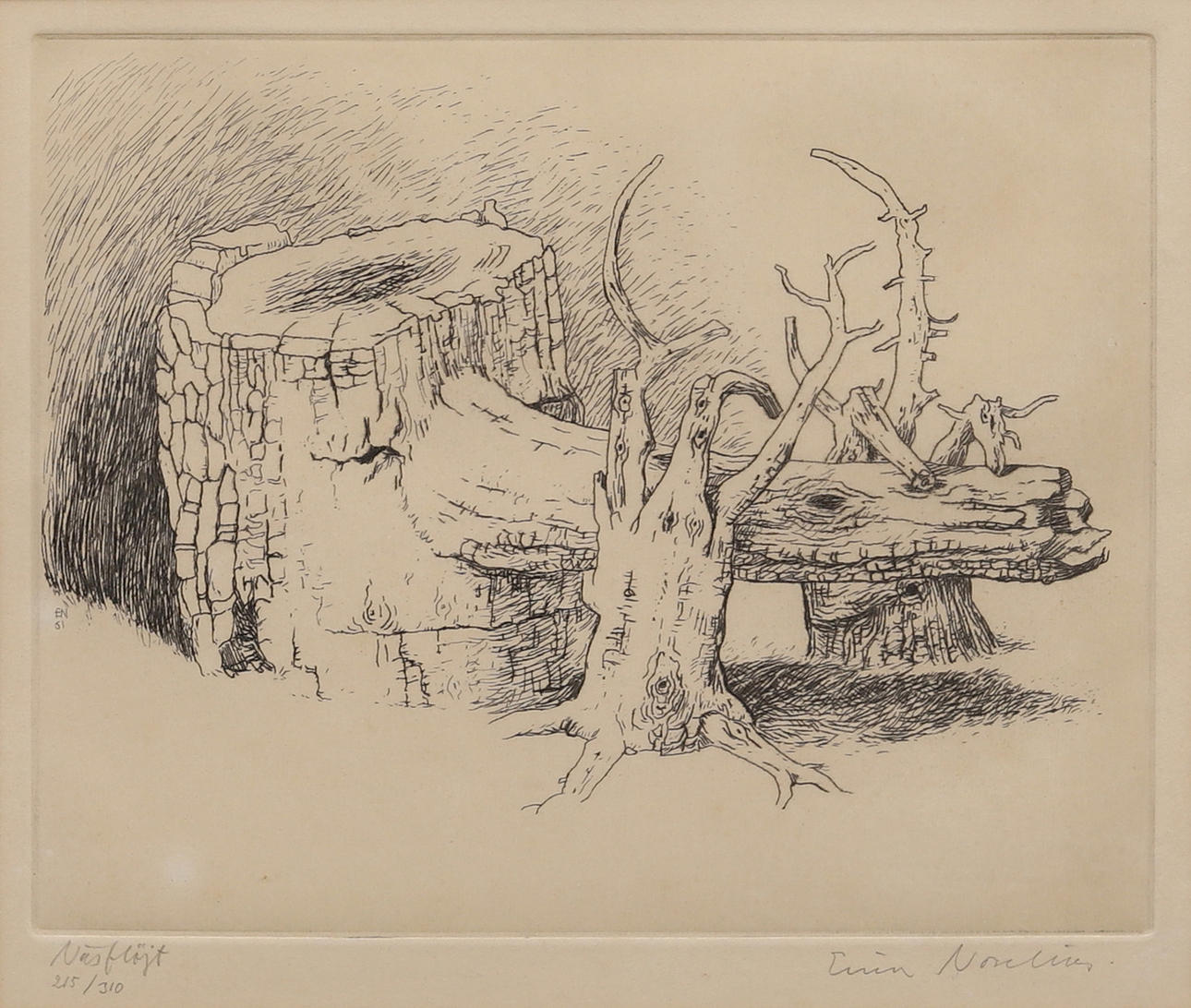 EINAR NORELIUS. "Nose Flute", etching no. 215/310, signed.