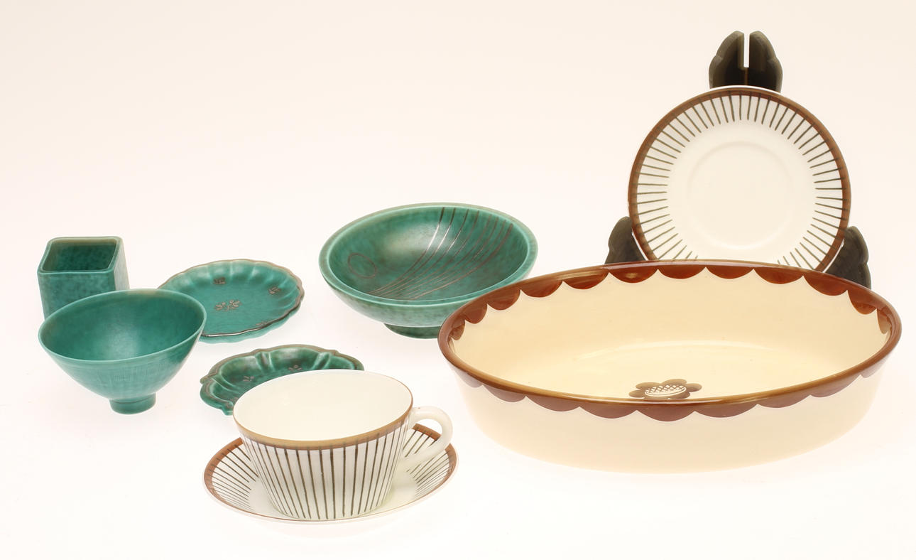 PARTI KERAMIK, 7 delar, Bland annat "Argenta", "Spisa Ribb", Gustavsberg.