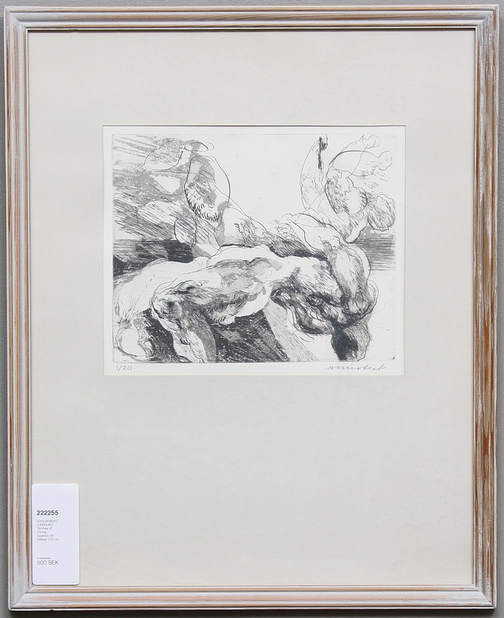 SVEN ROBERT LUNDQUIST. "Wrestler VI". Etching, signed and dated 1/20.