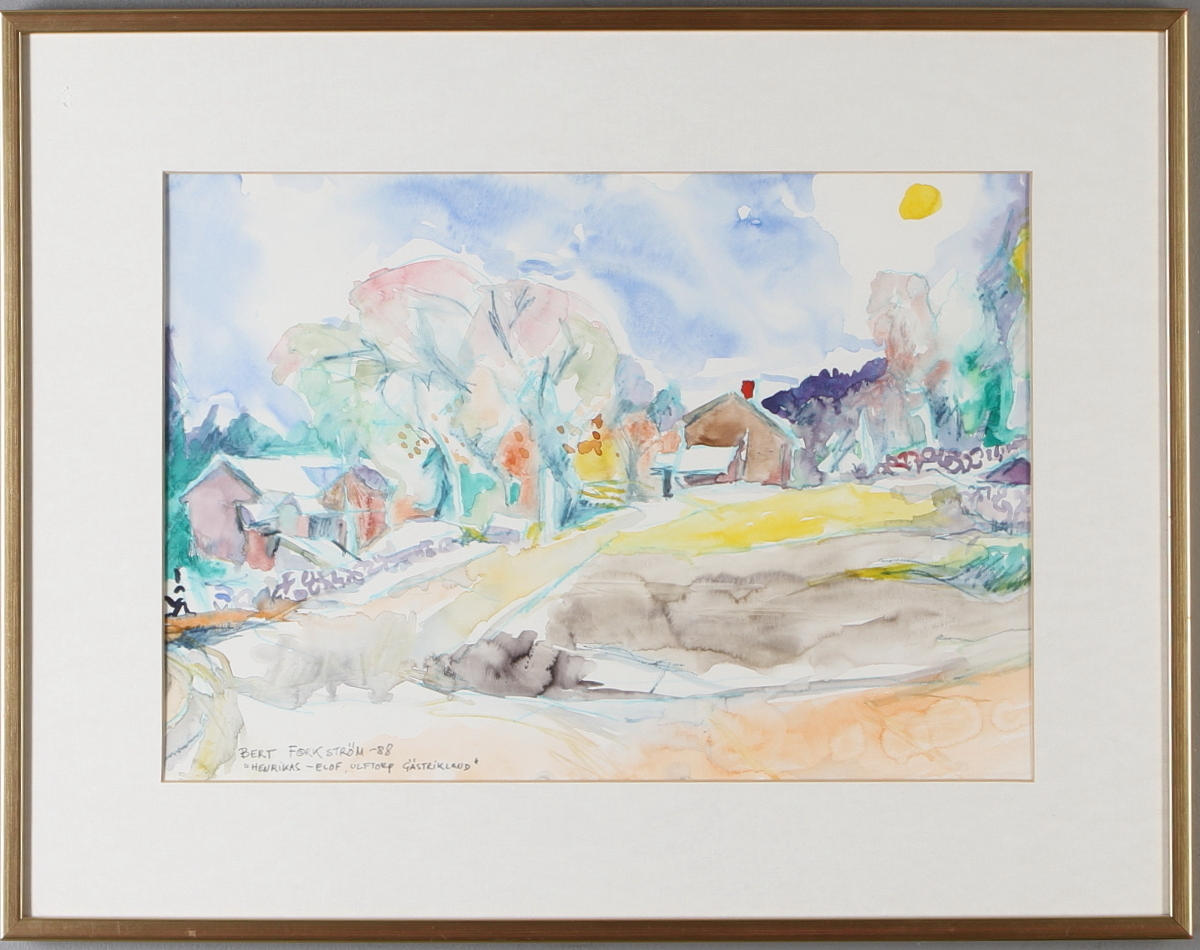 BERT FORKSTRÖM. "Henrikas - Elof, Ulftorp Gästrikland", akvarell, signerad samt daterad -88.