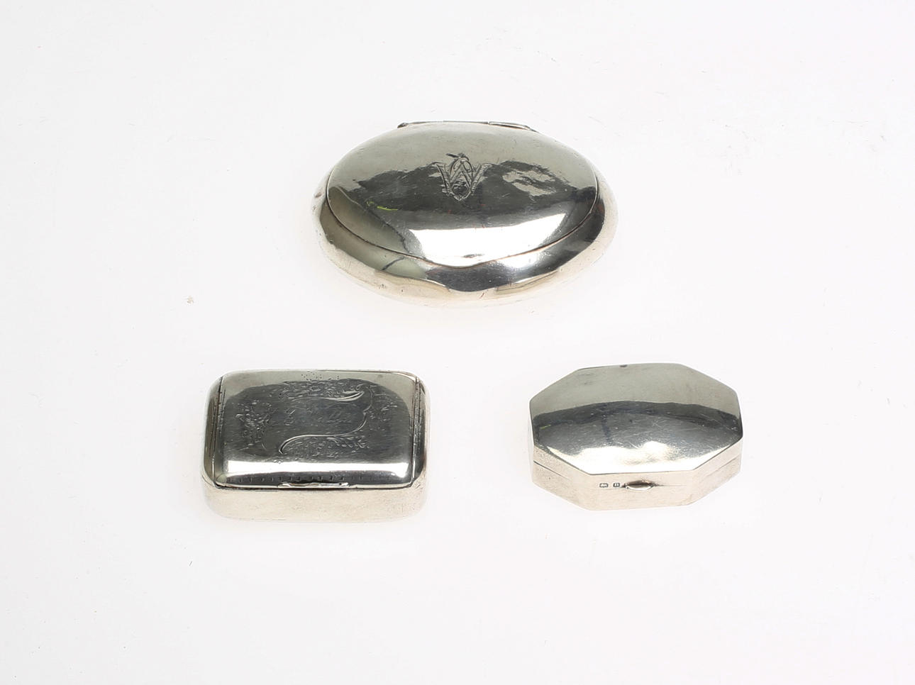 SILVERDOSOR, 3 Stycken, 18/1900-tal.