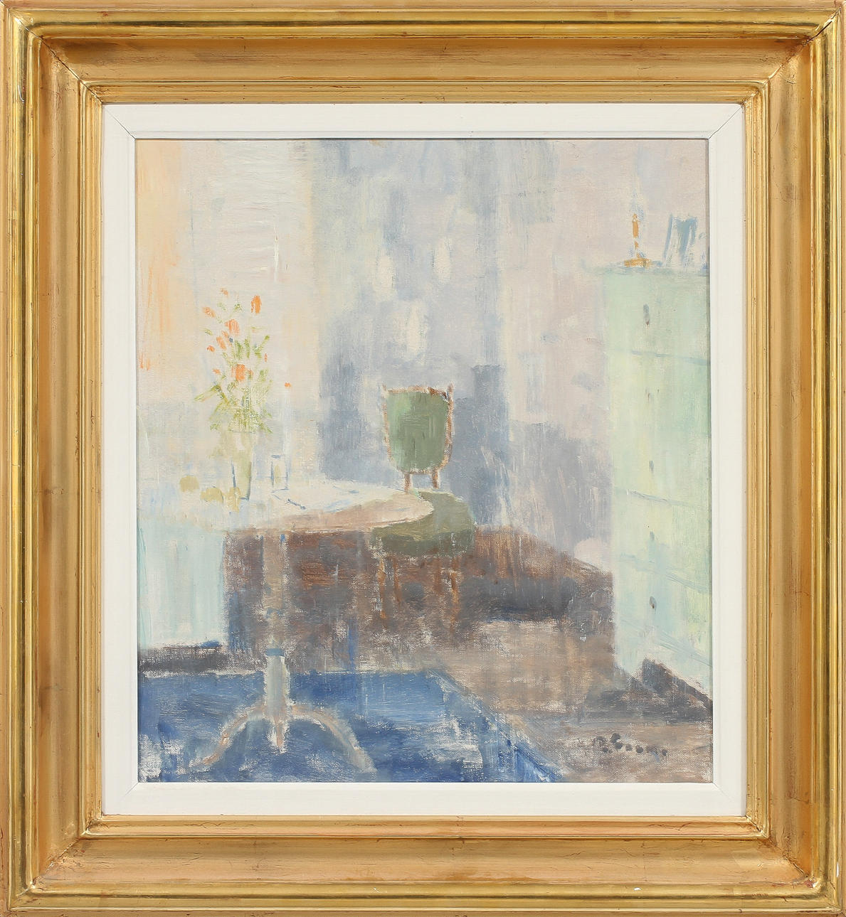 RAGNAR FALK. Interiör, olja på duk, sign.