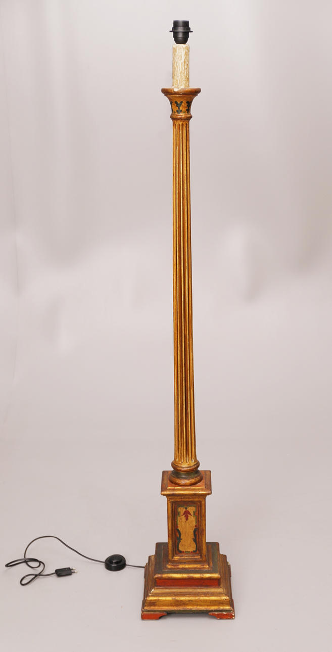 FLOOR LAMP, stuccoed wood.