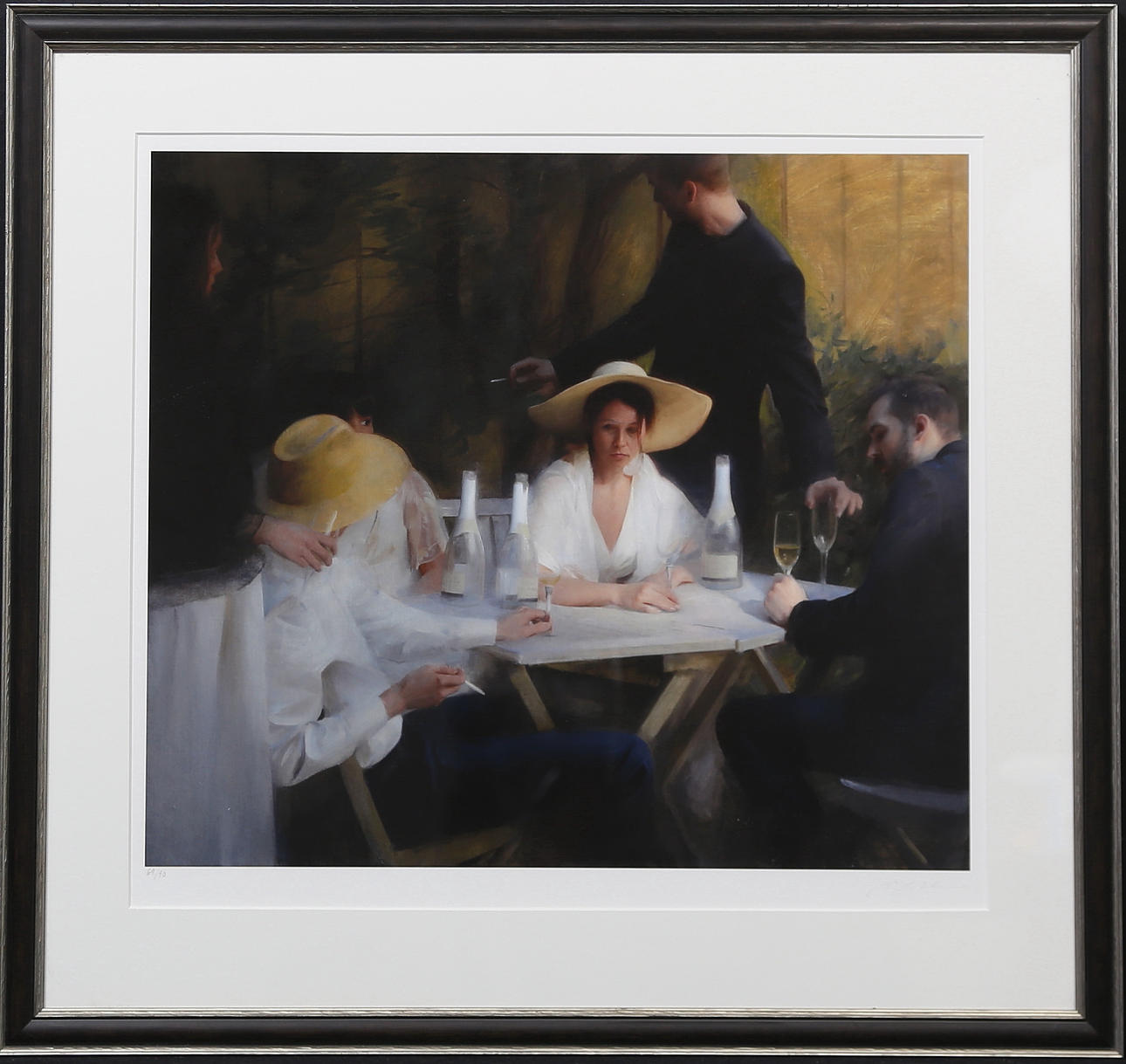 NICK ALM. "Champagne breakfast". Graphic sheet, signed and numbered 69/90.