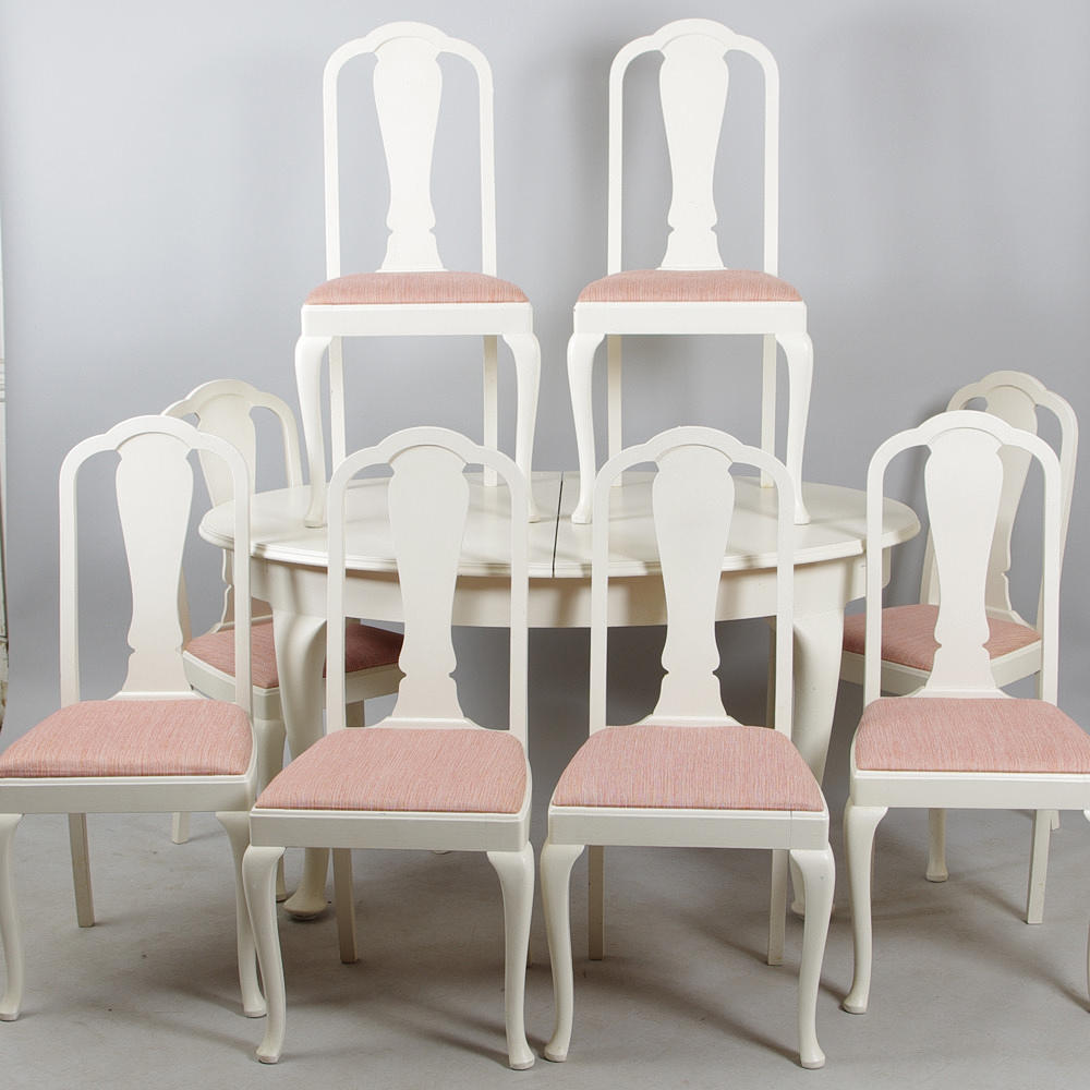 MATSALSGRUPP, vitmålad, rokokostil, 1900-talets första hälft.