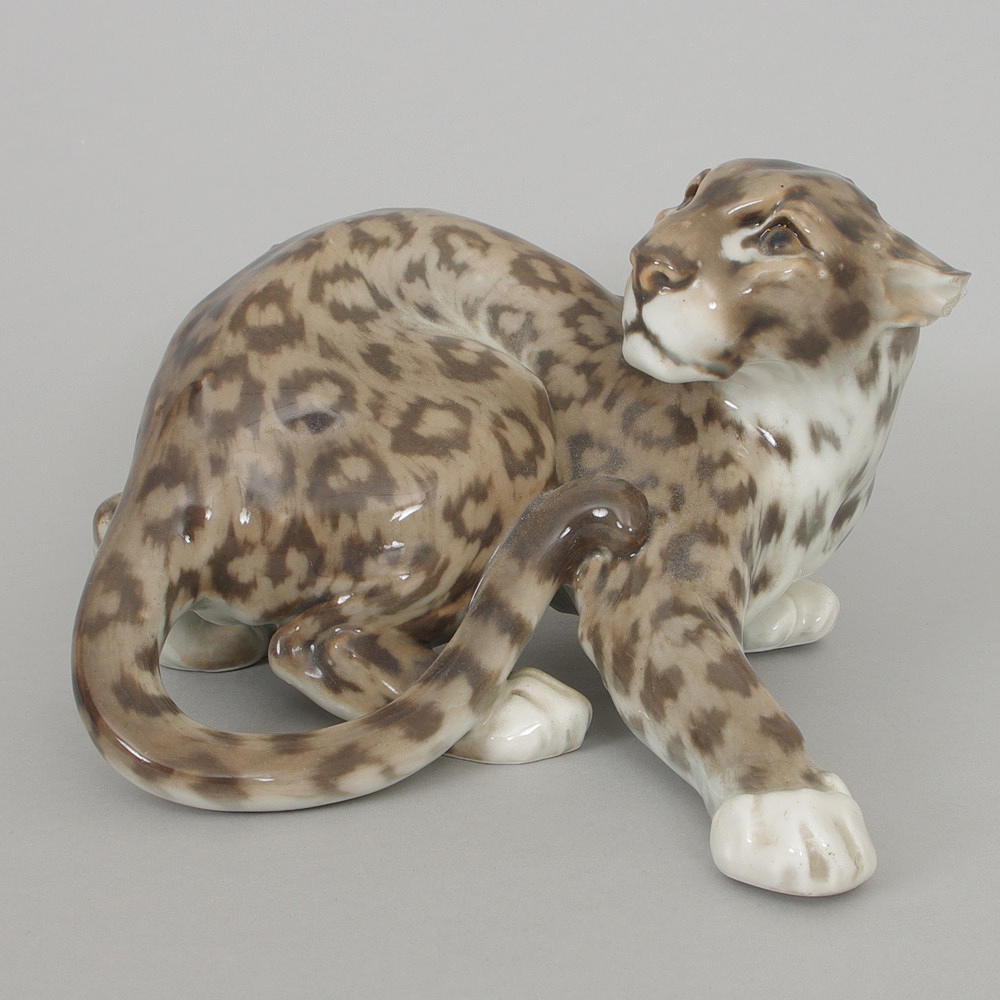 FIGURIN, porslin, leopard, Dahl Jensen.