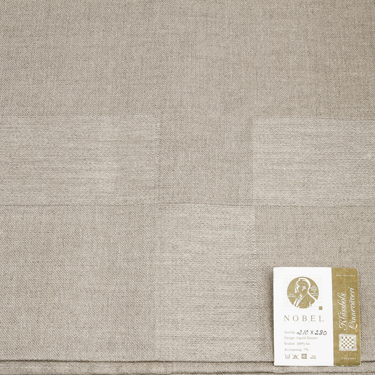 INGRID DESSAU. "Nobelduken",Lin, Klässbols linneväveri, 210 x 280 cm.