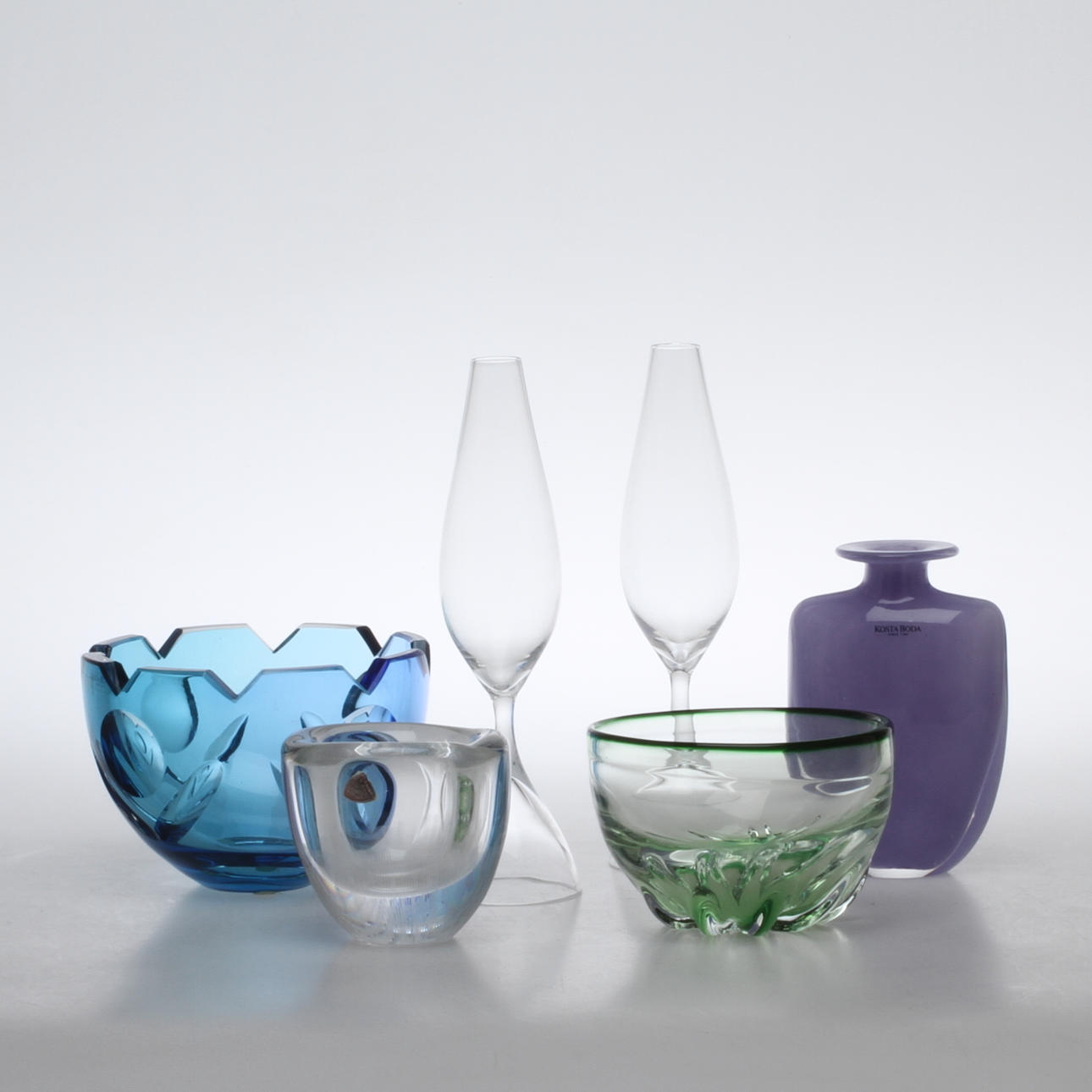 PARTI GLAS, 6 delar, G. Wärff, Eva Englund, Ingeborg Lundin samt Vicke Lindstrand.