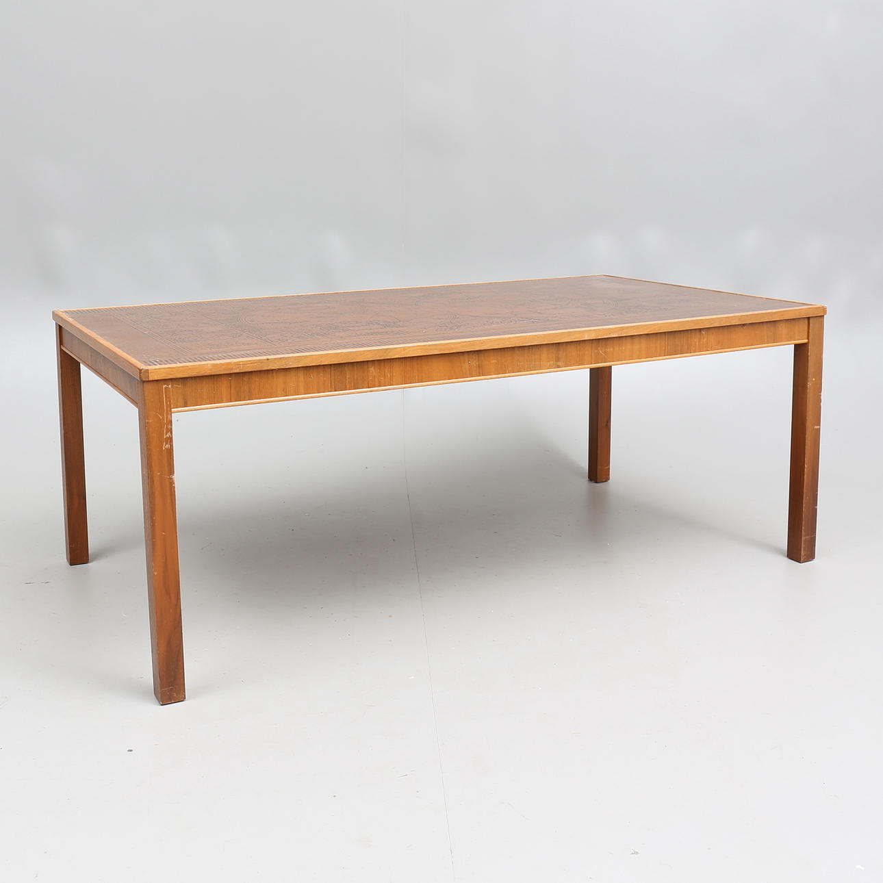 SOFFBORD med kopparskiva, 1900-talets mitt.