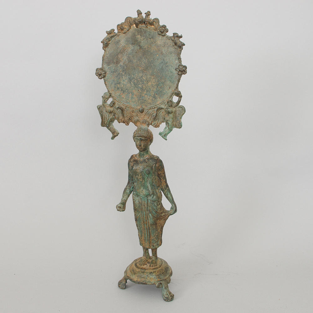 SPEGEL i form av skulptur, brons, Graund Tour, Grekland, 1800-tal.