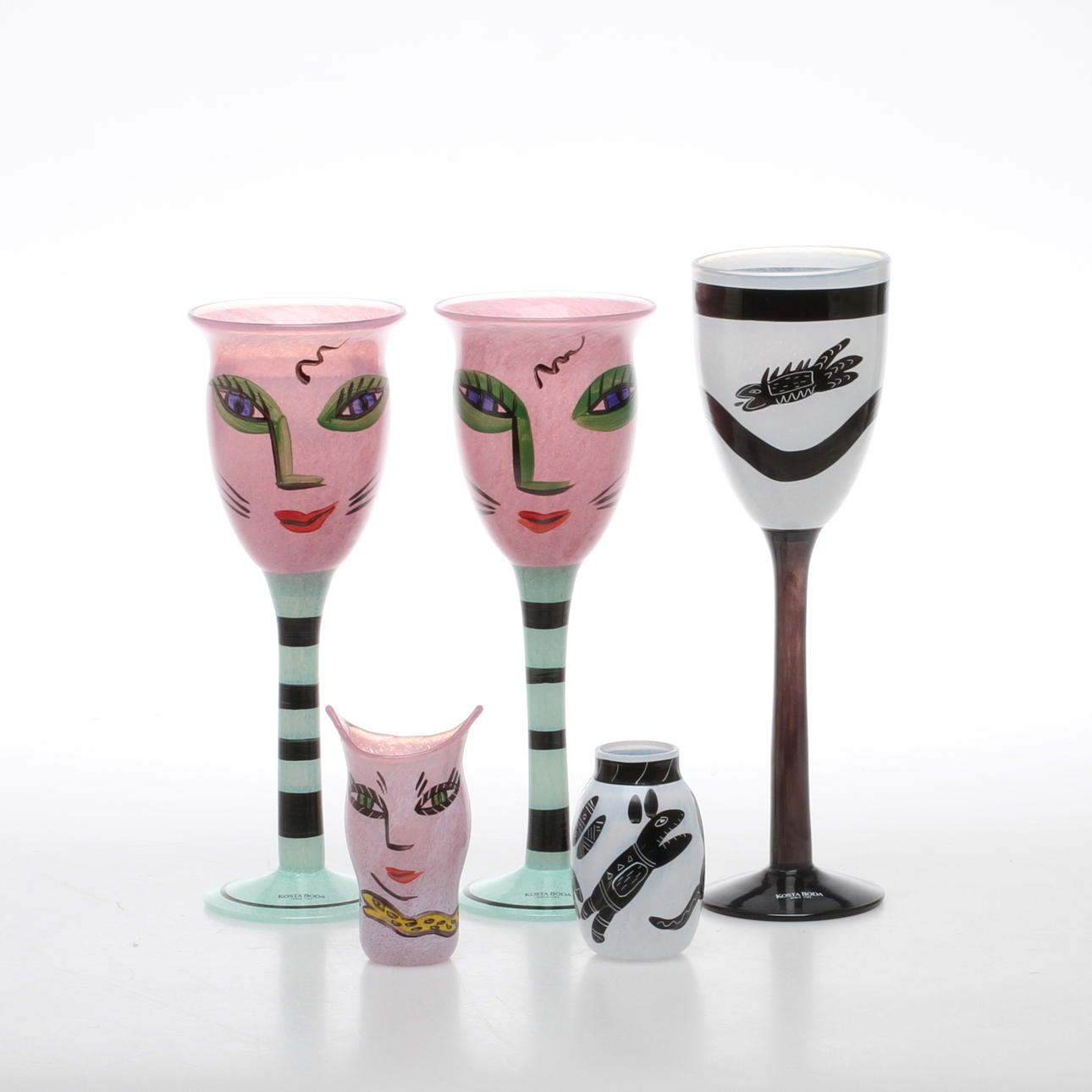 KONSTGLAS, 5 delar, Ulrika Hydman Vallien, Artist Collection, Kosta Boda.