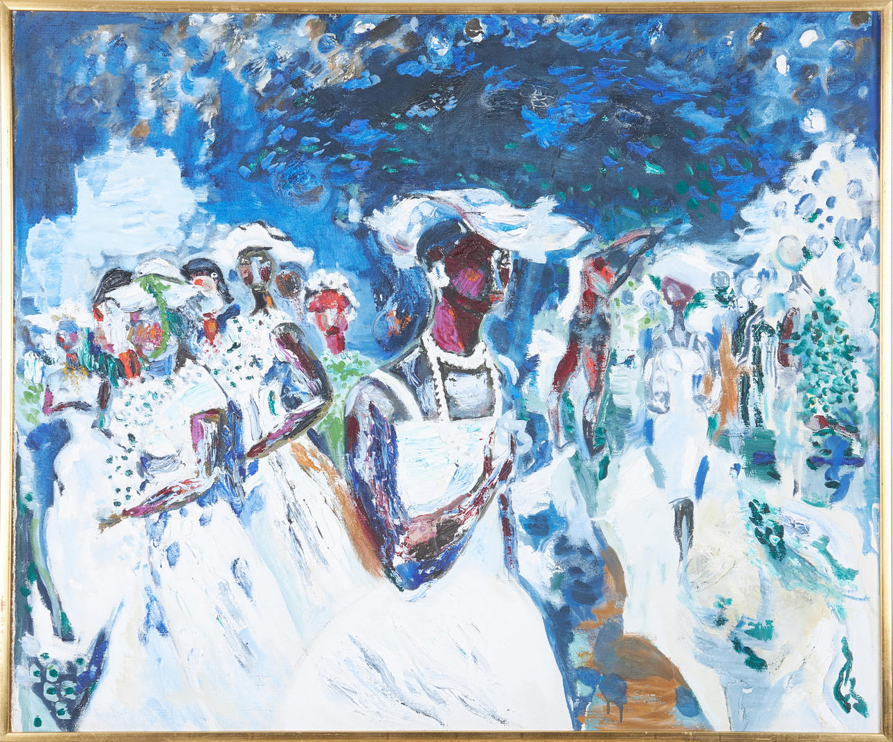 GUDRUN HAGMAN (FÖDD 1928). "Orfeo Negro", oil on canvas, unsigned, label atergo.