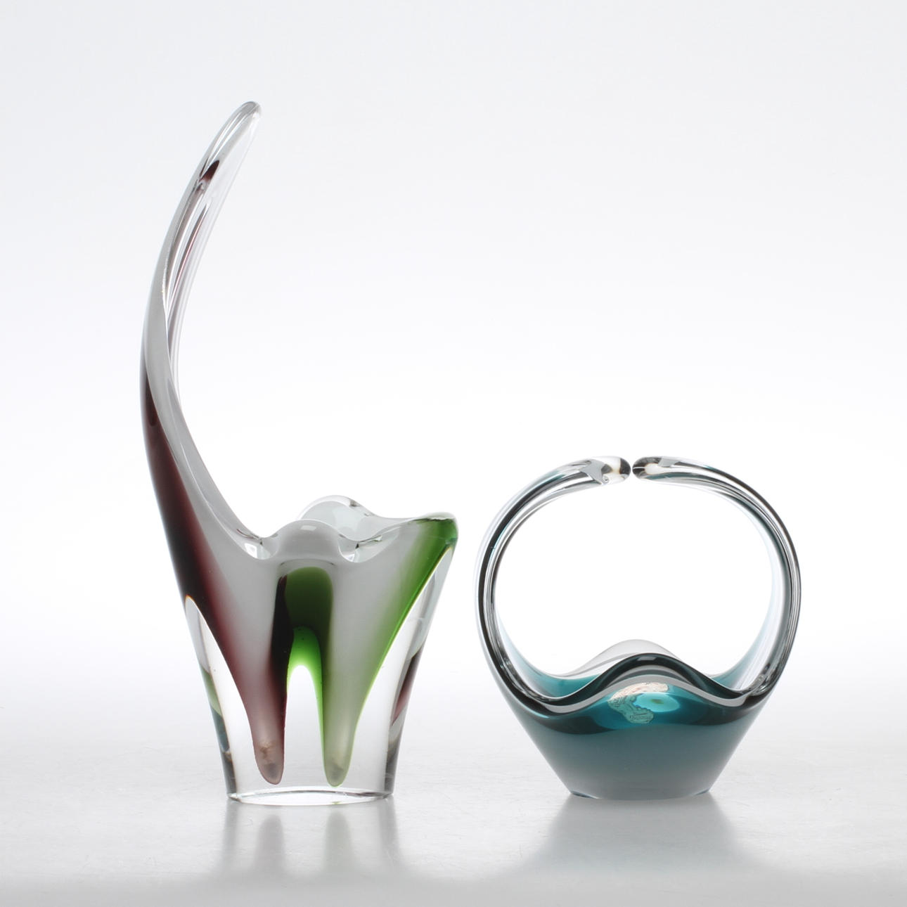 SKÅL samt VAS, glas, Coquille Flygsfors, signerade.