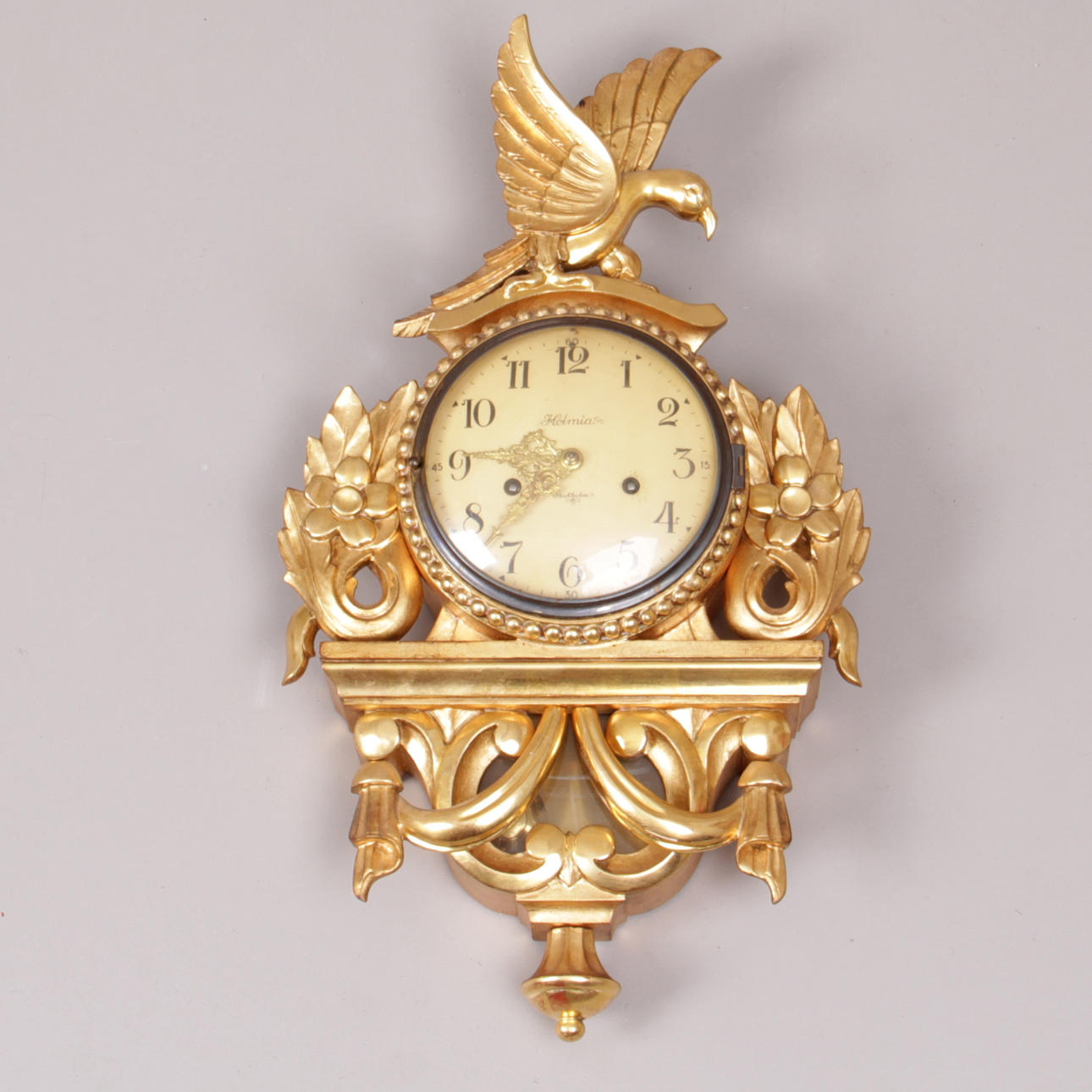 VÄGGPENDYL, förgylld, Holmia, Stockholm, 1900-tal.