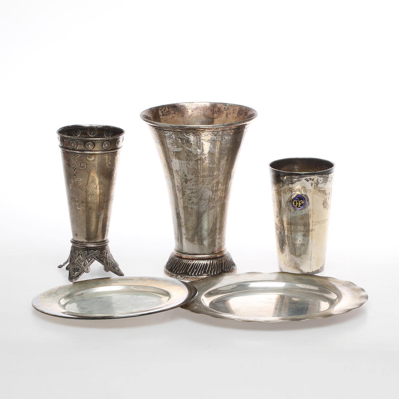 SILVER, 5 delar, GAB samt KG Markströms Guldsmeds Uppsala, 1900-tal.