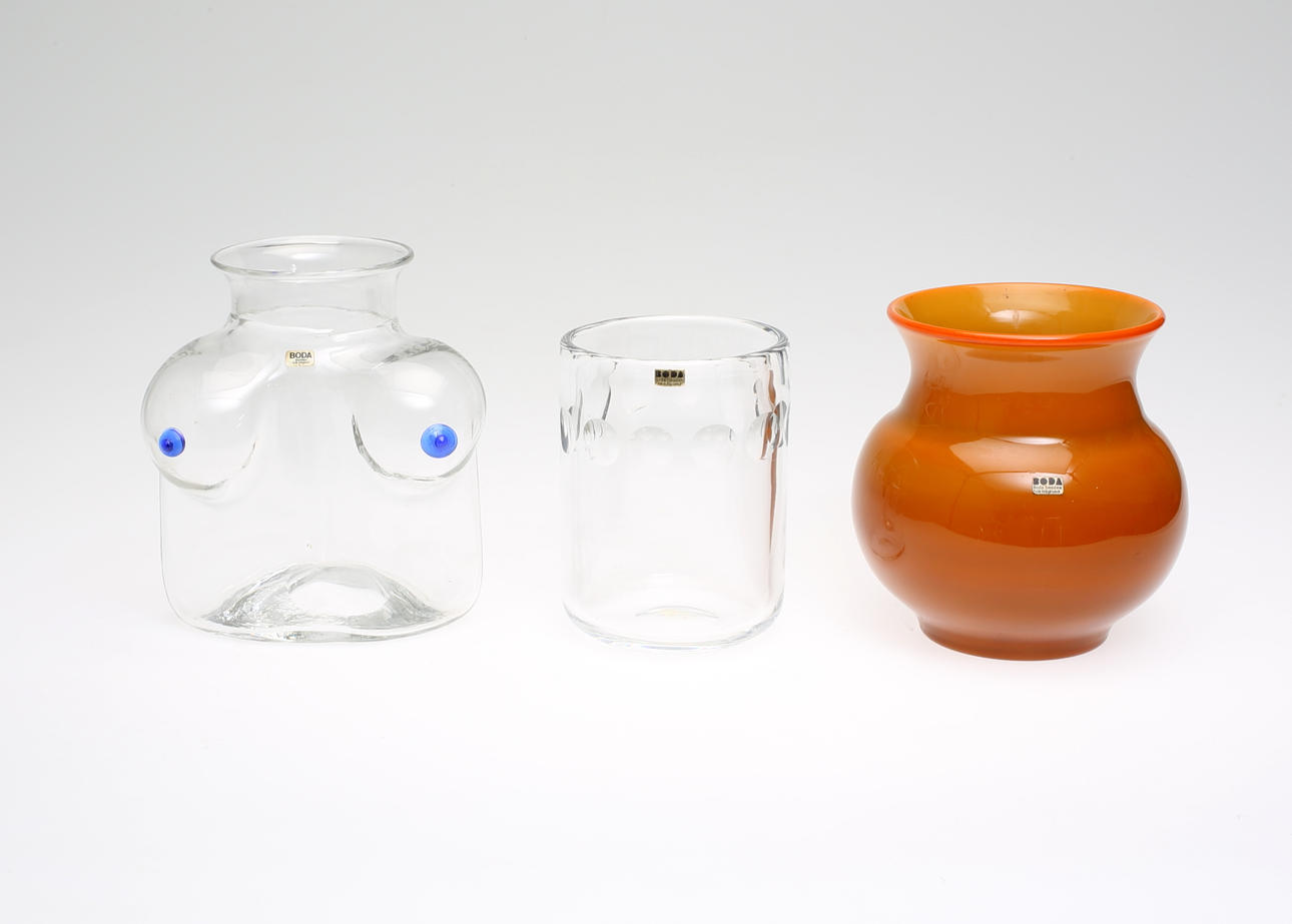ERIK HÖGLUND. Konstglas, 3 st, Boda.